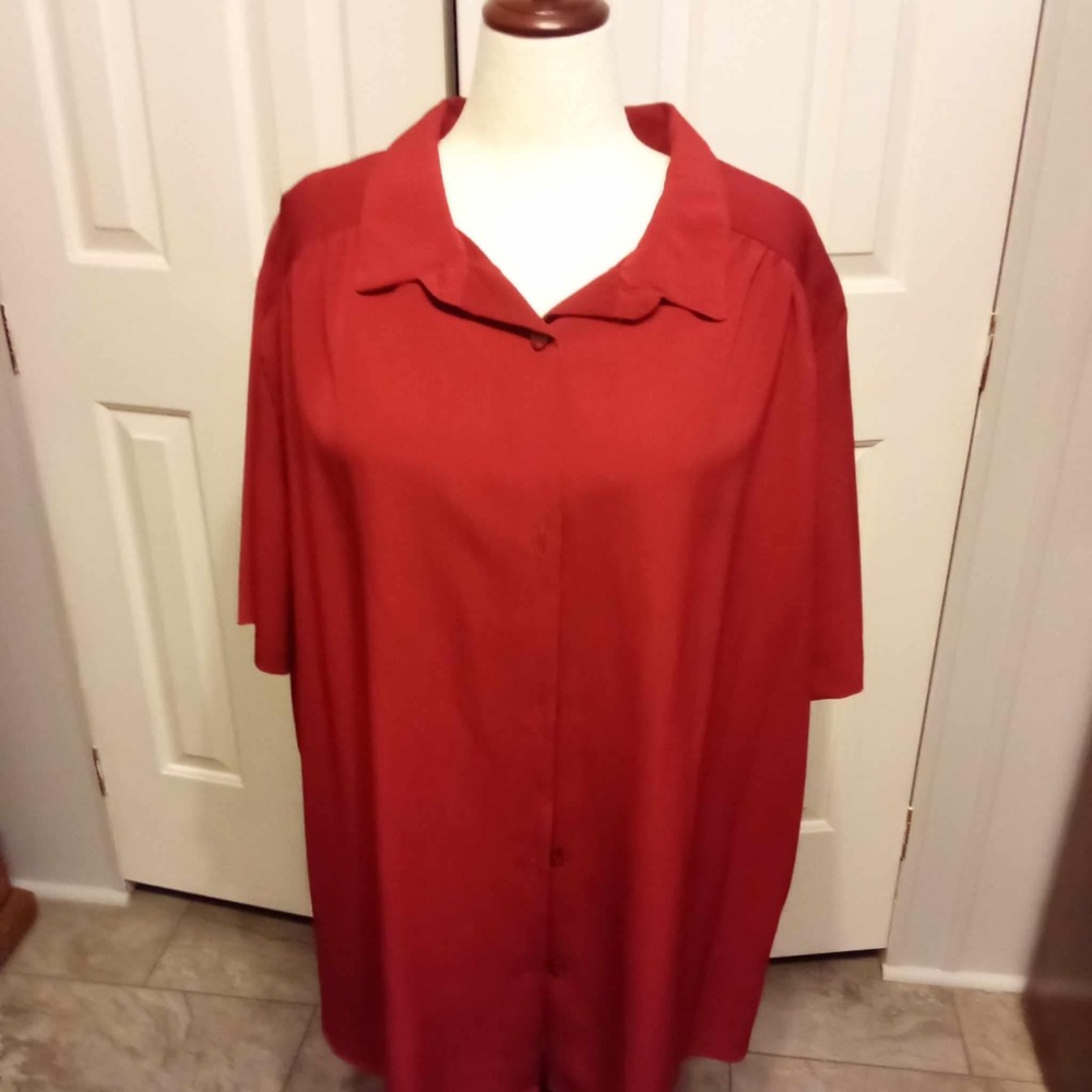 A Personal Touch Red Button Front Shirt Dress Style 2000 Plus Size 4X